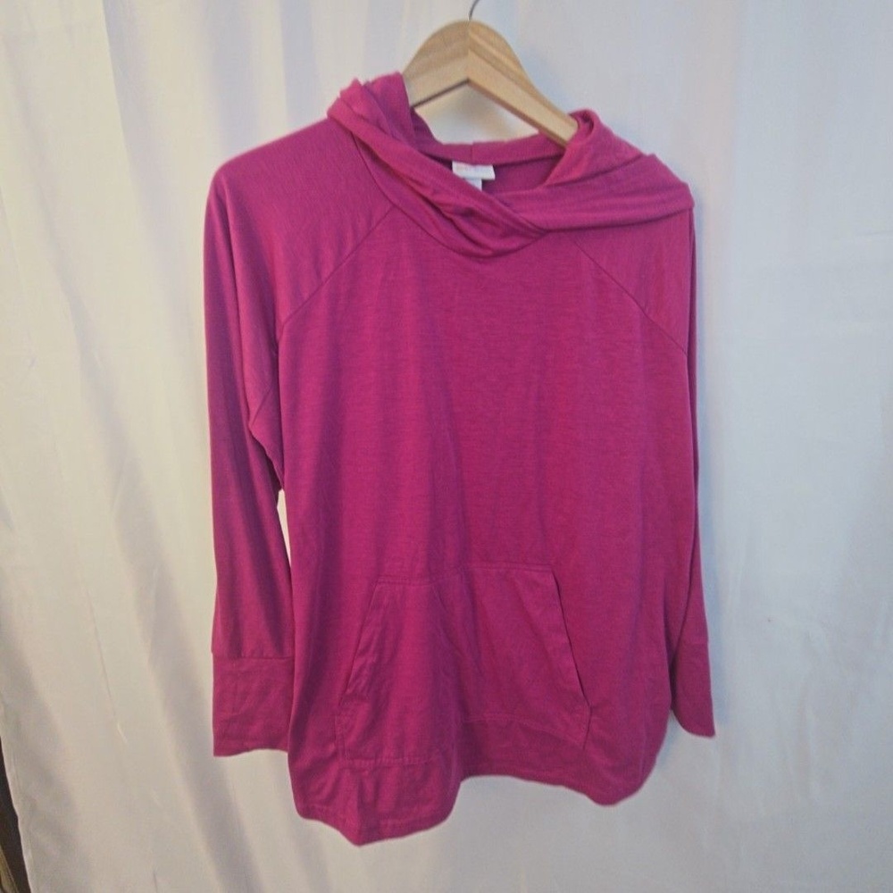 LuLaRoe Hoodie Womens XL Pink Cowl Neck Raglan Kangaroo Pocket Pullover